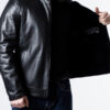 Men's Sheepskin Black Leather Biker Jacket Inner