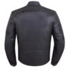 Mens Snap Tab Collar Black Leather Motorcycle Jacket