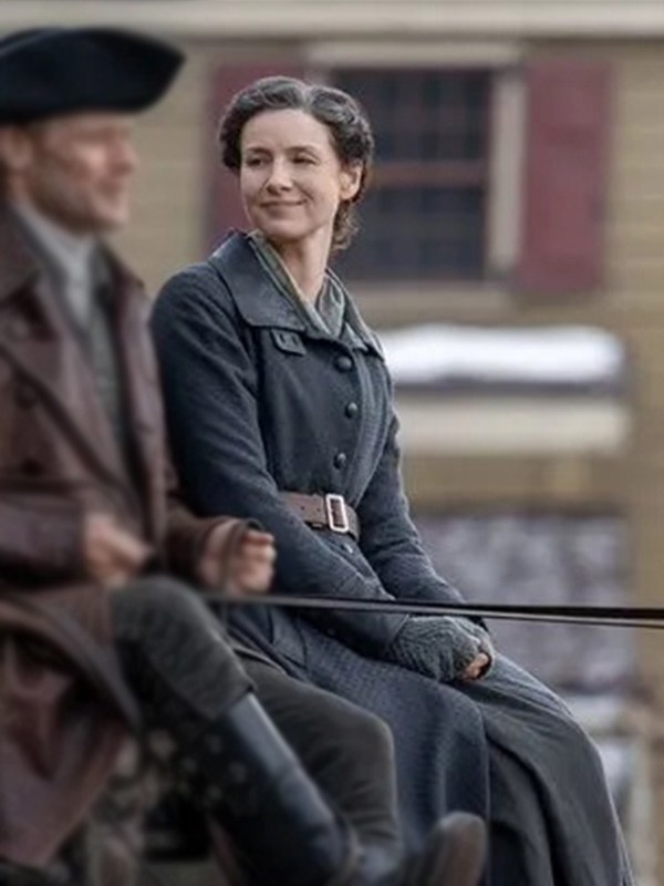 Outlander S05 Claire Randall Wool Coat Side Sitting