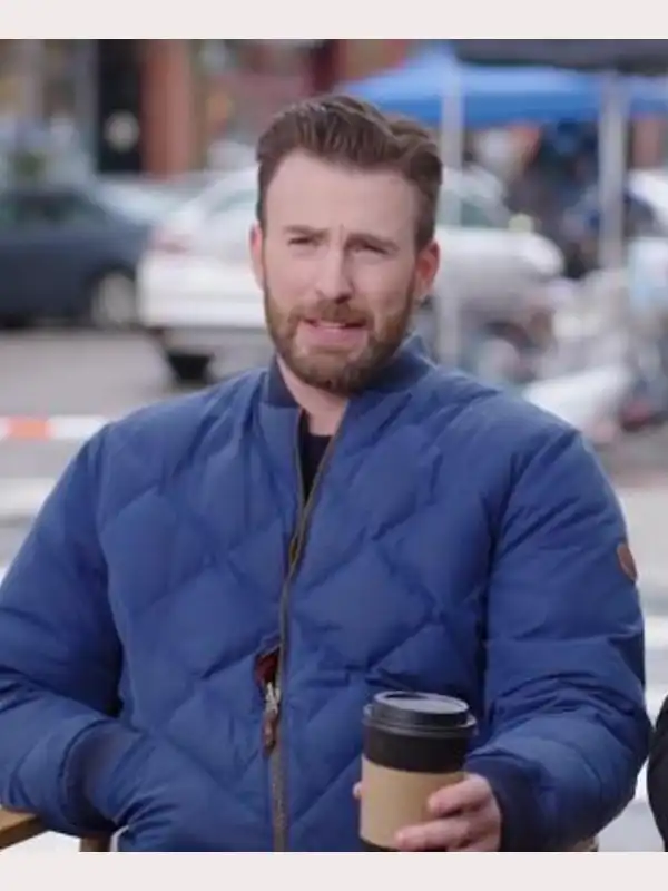 Super Bowl Chris Evans Quilted Jacket - Blue Bomber Jacket