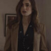 Lily Collins Windfall Brown Coat