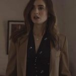 Windfall Lily Collins Brown Coat