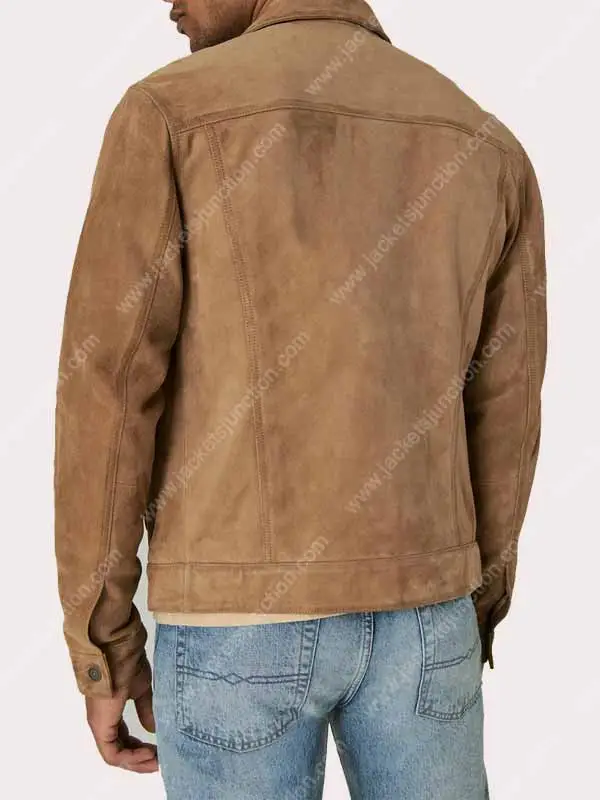 Men's Brown Suede Trucker Jacket