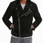 Men's Express Genuine Suede Quilted Biker Leather Jacket