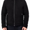 Mens-Black-Suede-Leather-Padded-Jacket