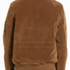 Men's Bomber Suede Leather Jacket with Removable Faux Shearling Collar