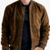 Men's Genuine Suede Leather Bomber Jacket