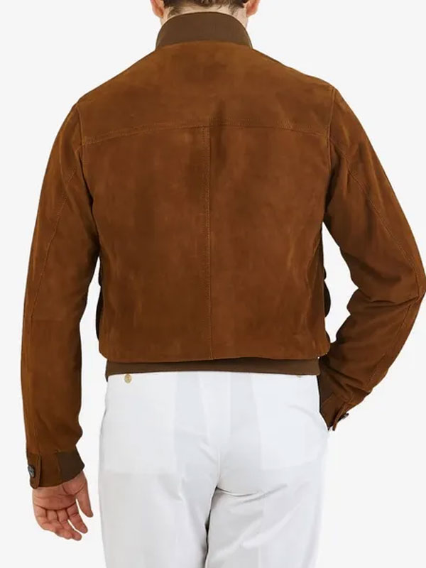 Men's Suede Leather Bomber Jacket - Jackets Junction