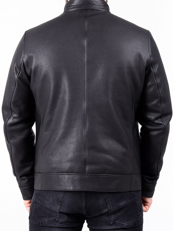 Mens Genuine Leather Biker Jacket Back