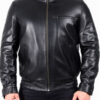 Mens Leather Designer Biker Jacket Front