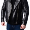 Mens Quilted Motorcycle Leather Jacket Front