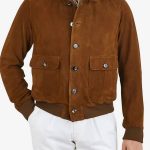 Men's Suede Leather Bomber Jacket