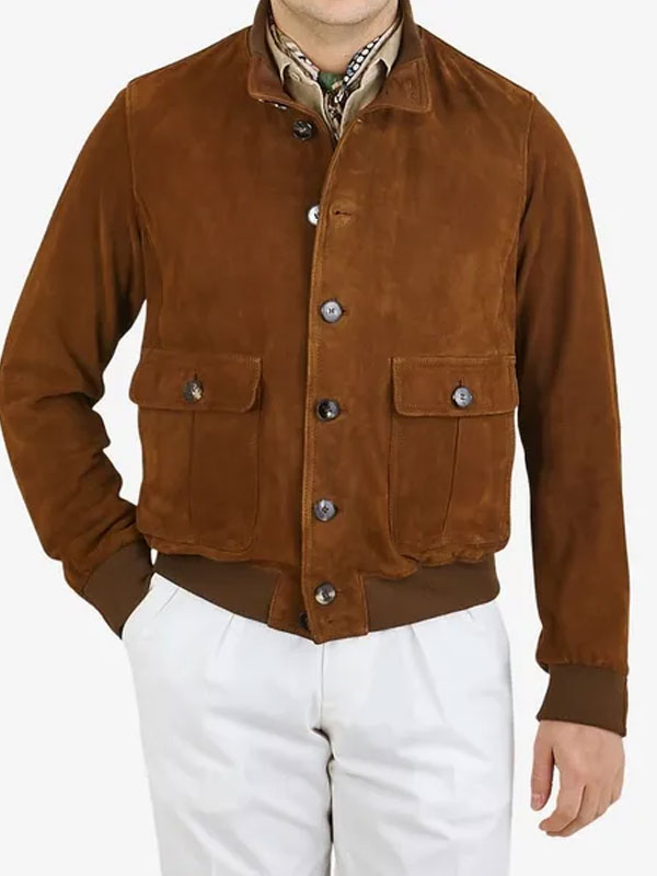 Men's-Buttoned-Suede-Leather-Bomber-Jacket