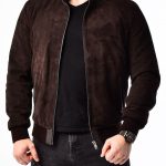 Brown Suede Leather Jacket Men's