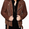 Men's Suede Motorcycle Jacket With Belt