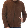 Mens Vintage Suede Leather Jacket with Padded Sleeves