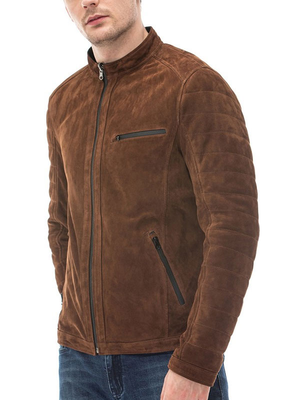 Mens Brown Vintage Suede Leather Jacket