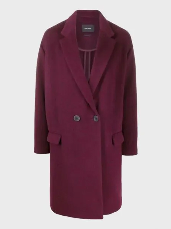 The Flight Attendant Ani Mouradian Maroon Wool Coat