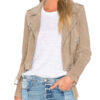 Women's Motorcycle Beige Suede Leather Jacket