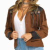 Women's Brown Cripple Creek Fringed Suede Leather Jacket