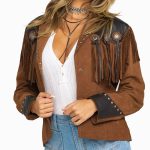 Women's Cripple Creek Fringed Suede Leather Jacket