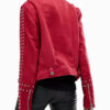 Women's Dark Wine Studded Suede Leather Jacket