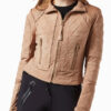 Brown Zipper Women's Suede Leather Jacket