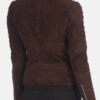 Padded Women's Suede Brown Leather Jacket