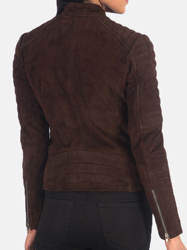 Women's Suede Brown Leather Jacket - Jackets Junction