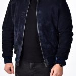 Men's Blue Suede Leather Jacket