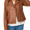 brown leather motorcycle jacket womens