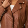 women's brown leather motorcycle jacket