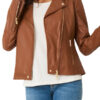 brown leather motorcycle jacket