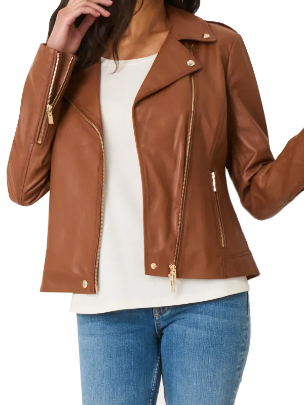 brown leather motorcycle jacket