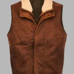 Mens Shearling Brown Leather Vest