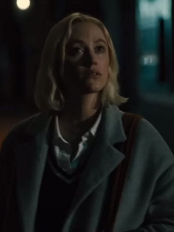 Watcher 2022 Maika Monroe Grey Coat