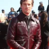 Jake Picking Top Gun Maverick Brigham Lennox Maroon Leather Jacket