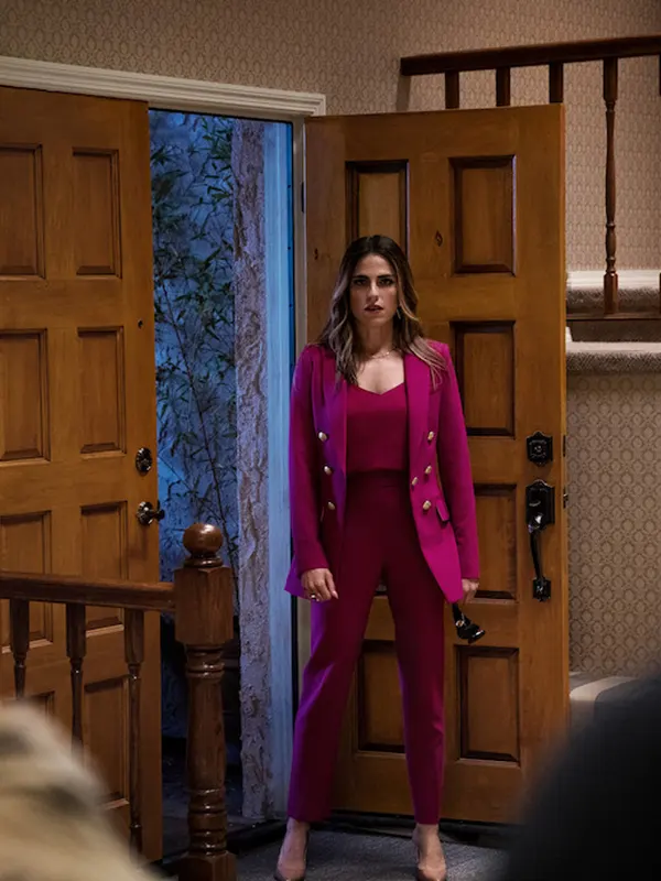 Karla Souza Day Shift 2022 Audrey San Fernando Pink Blazer Coat