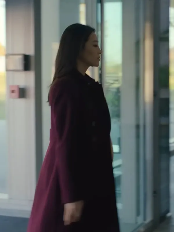 Arden Cho Partner Track 2022 Ingrid Yun Maroon Trench Coat