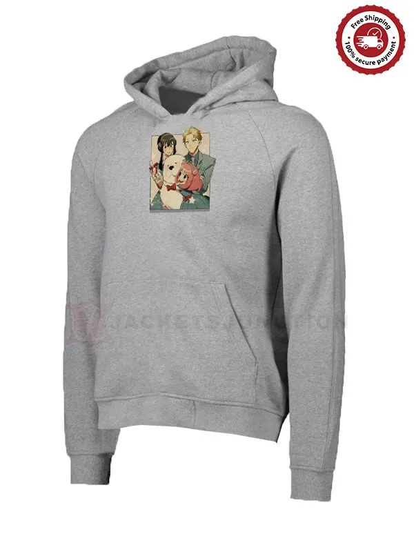 SPY X FAMILY Kawaii Family Photo Hoodie Grey