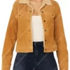 Amber Midthunder Brown Suede Sherpa Jacket