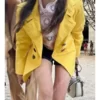 Lily Collins Emily in Paris S03 Yellow Double-Breasted Coat