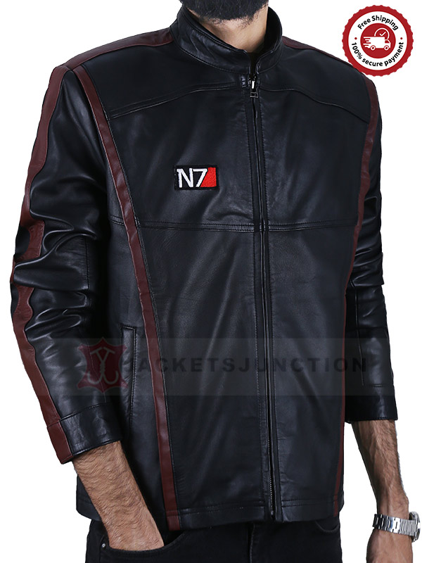 N7 Black Leather Jacket Mass Effect 3 N7 Jacket Jackets Junction 