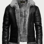 B3 Bomber Black Fur Pilot Leather Jacket