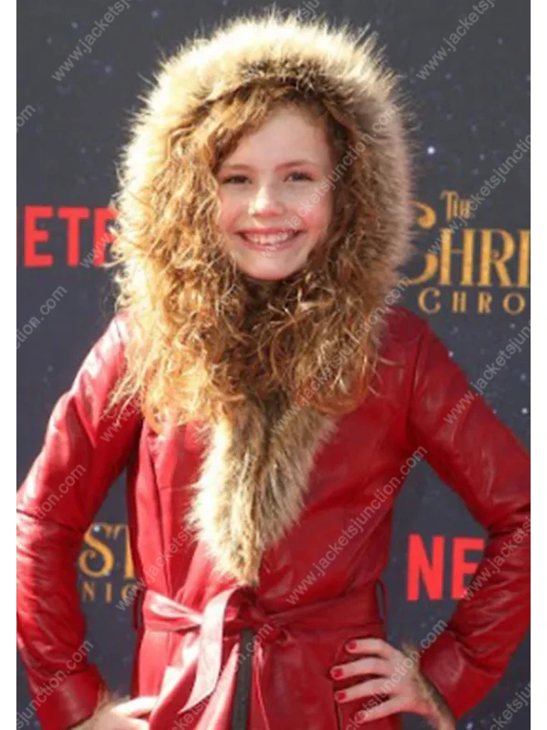 Darby Camp The Christmas Chronicles 2 Kate Red Leather Coat with Fur Hood