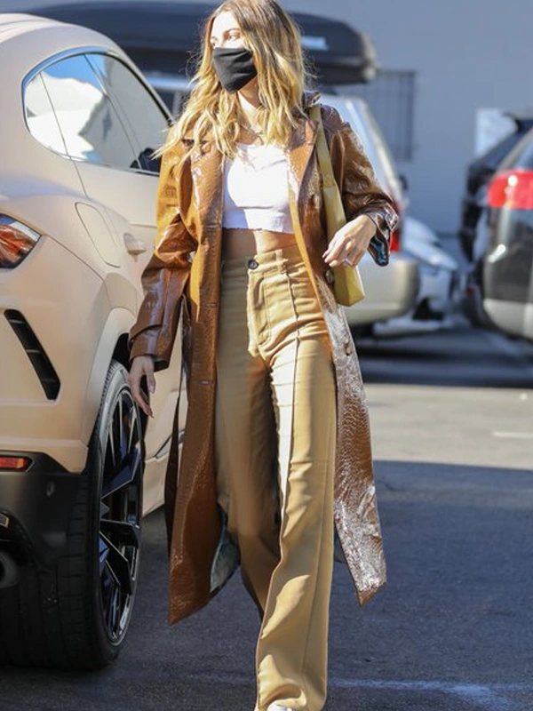 Hailey Bieber Brown Coat