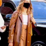 Hailey Bieber Leather Coat