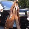 Hailey Bieber Leather Coat