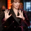 Taylor Swift Double Breasted Maroon Velvet Blazer