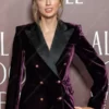 Taylor Swift Maroon Velvet Blazer